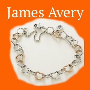 🆕James Avery Twisted Wire Connected Hearts Charm Bracelet